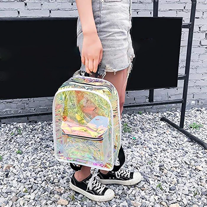  Customized clear children transparent laser pvc waterproof backpack bag