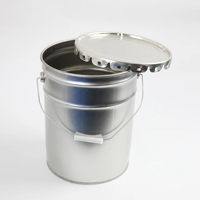 Silver 20l Steel/metal/tin Bucket/pail With Handle And Lid For Oil