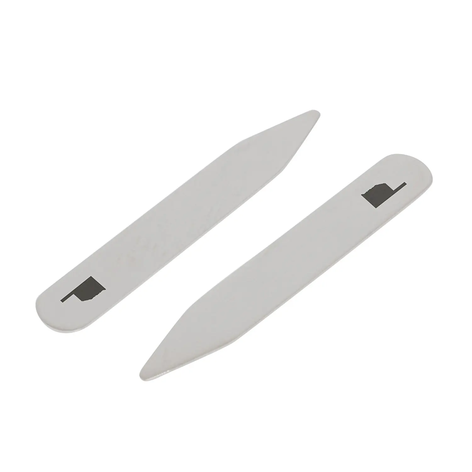Made In USA 2.5 Inch Metal Collar Stiffeners MODERN GOODS SHOP Stainless Steel Collar Stays With Laser Engraved Swan Design