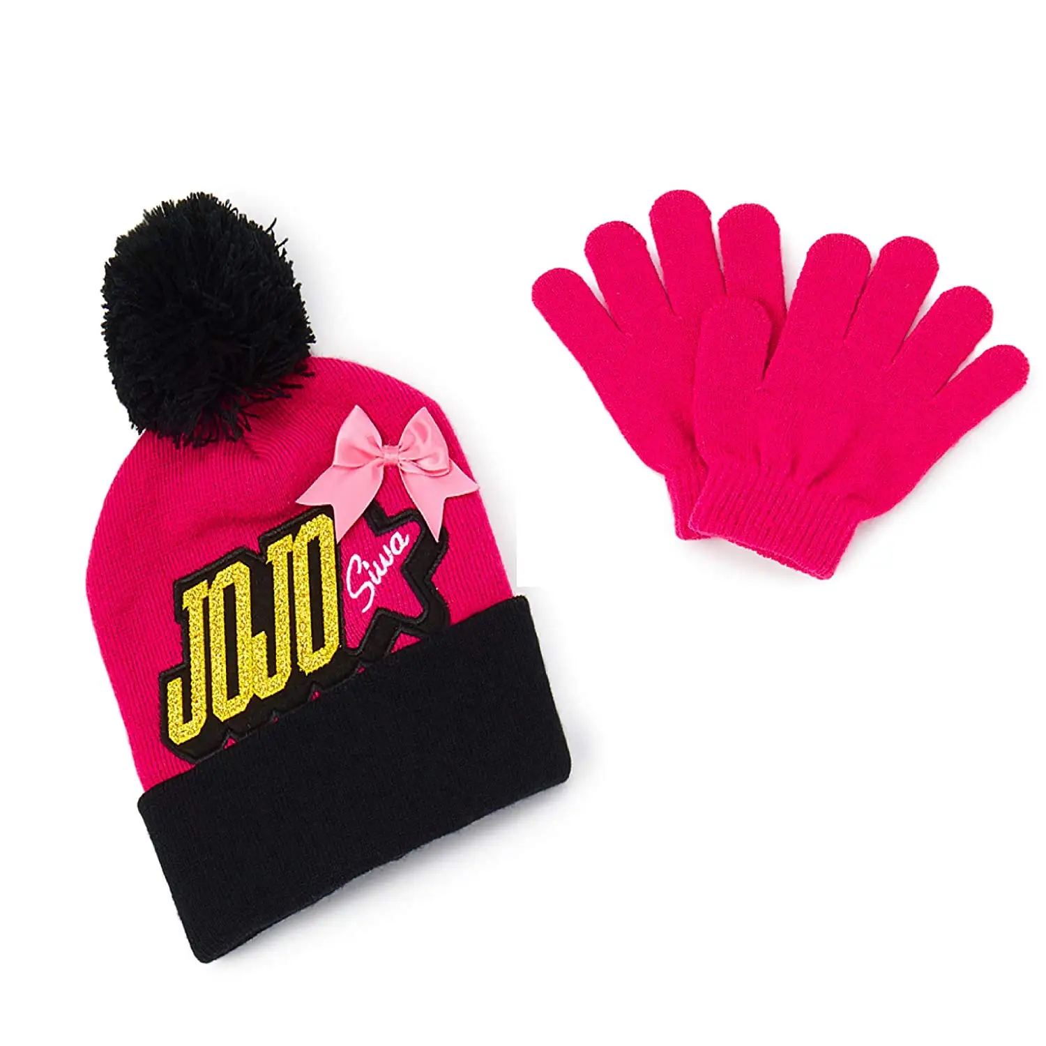 JoJo Siwa Nickelodeon Girls' Beanie/Knit Hat & Glove Set