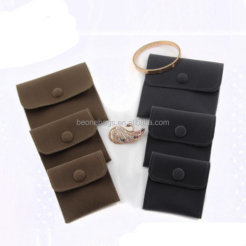 Small Microfiber Jewelry Pouch Jewelry Gift Bag Package With Snap