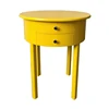 Yellow NC Printing MDF Coffee Side End Table With Two Drawers