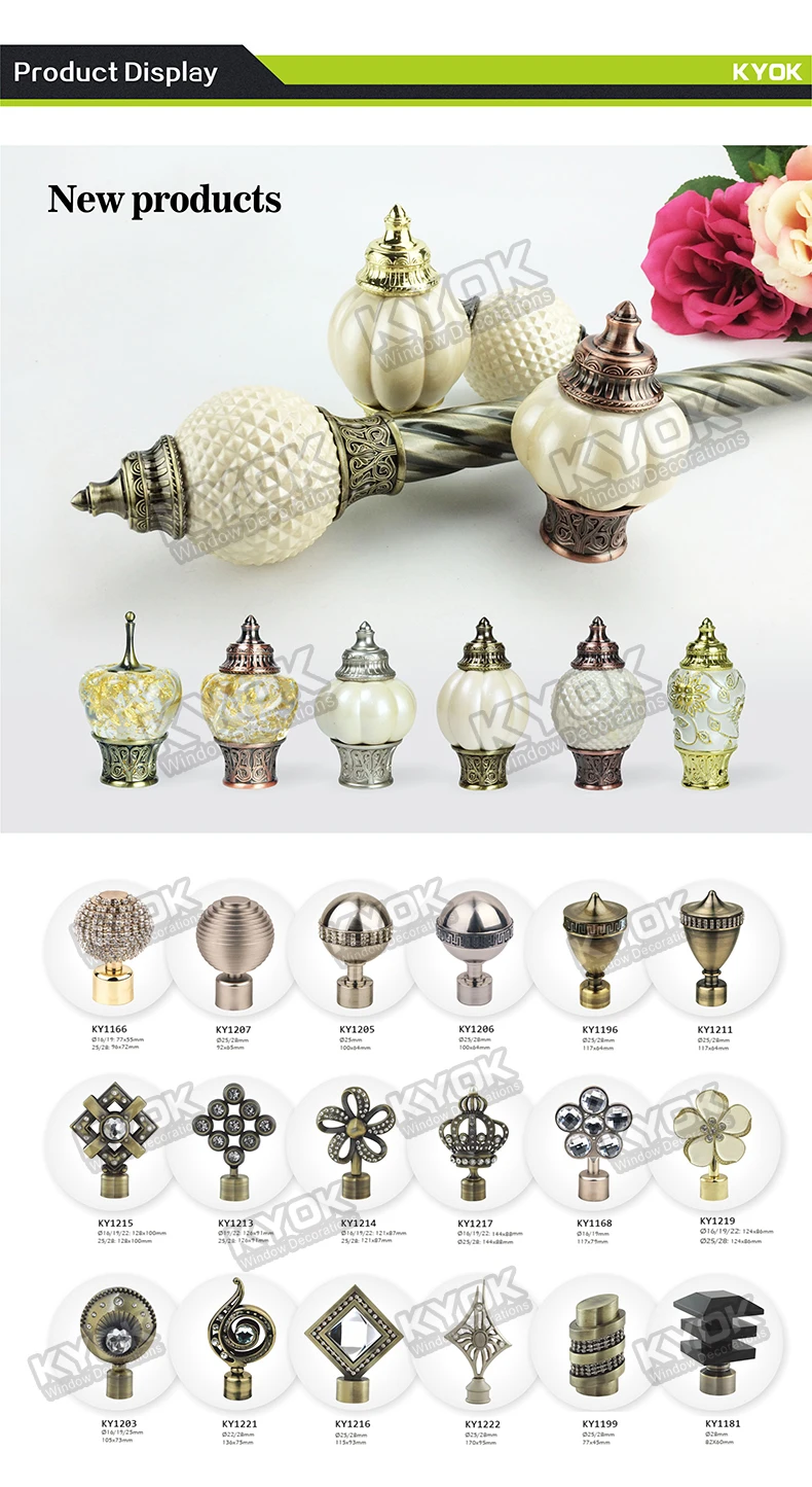 Antique Brass And Antique Copper Metal Curtain Rod With Double Bracket