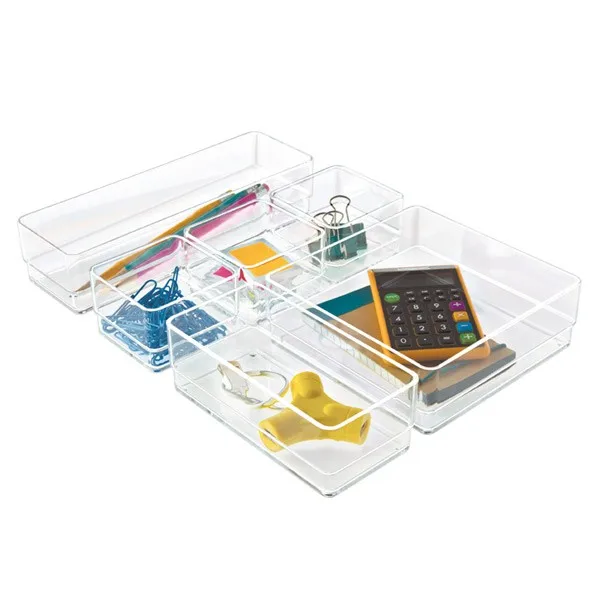 Fashion Design Clear Acrylic Drawer Organizer Set Expandable Plastic