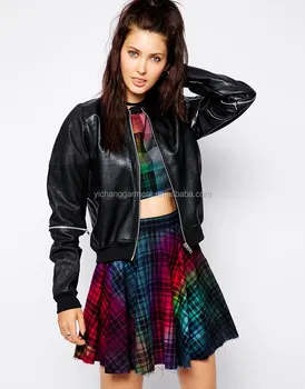 ladies leather bomber jacket