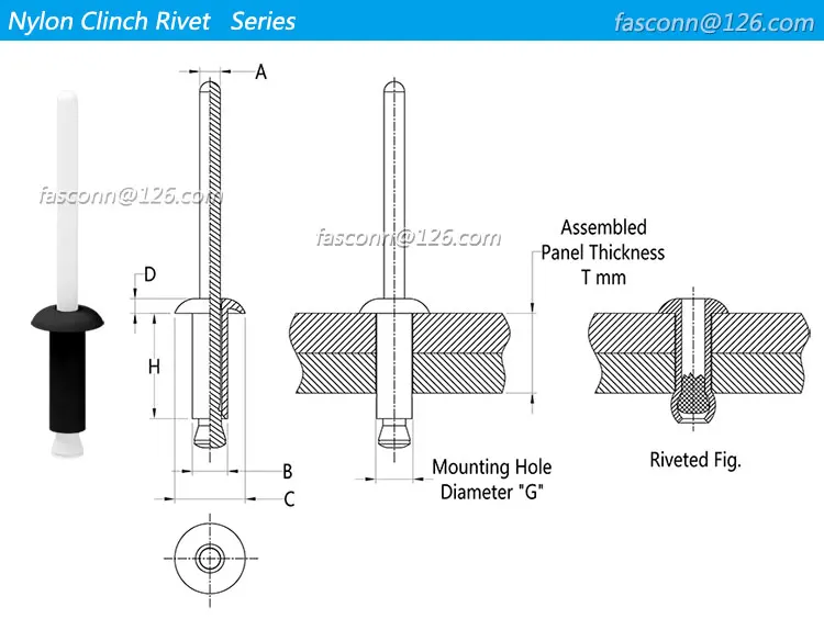 Nylon Expansion Clinch Rivet,Pushin Panel Fasteners,Plastic Blind