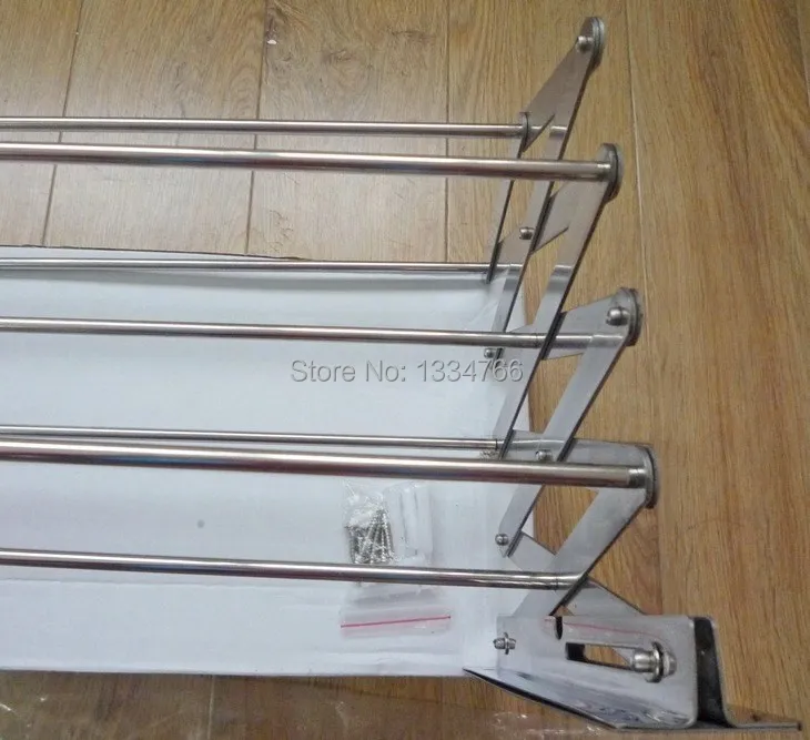 Expandable clothes drying rack, stainless steel, wall