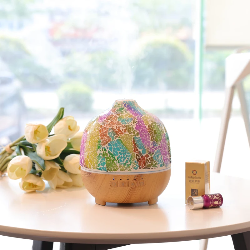 Fancy Mosaic Glass Aroma Diffuser Essential Oil Ultrasonic Air Mist Humidifier Buy Led