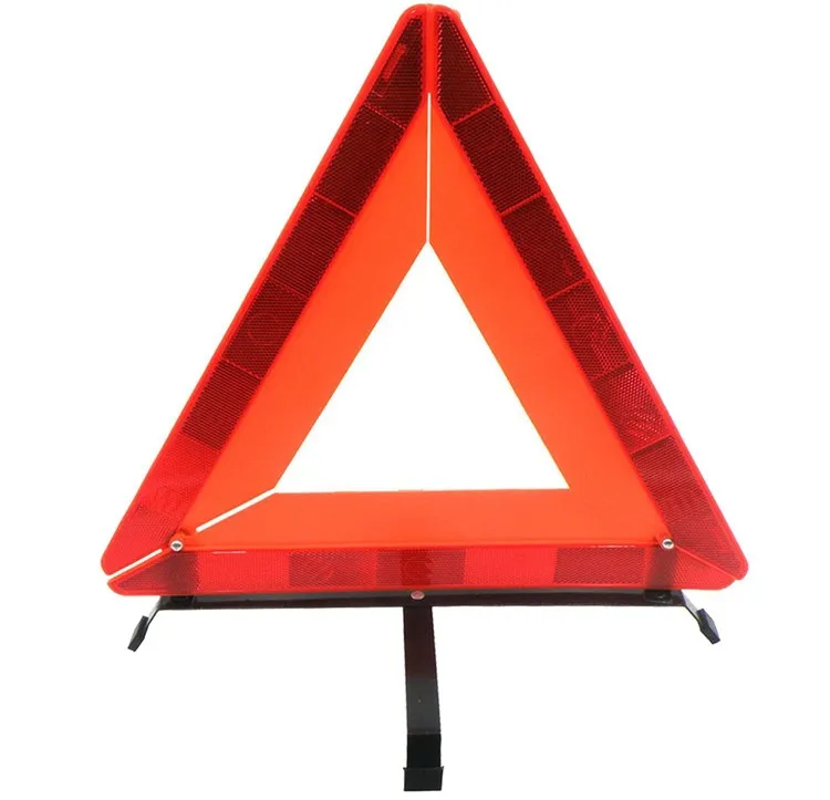 Foldable Roadside Emergency Reflective Triangle With Plastic Carrying 