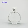Wholesale 100ml Round Flat Clear Glass Perfume Bottle Brand New Decorative Parfum Spray Bottle with Protective Silver Frame