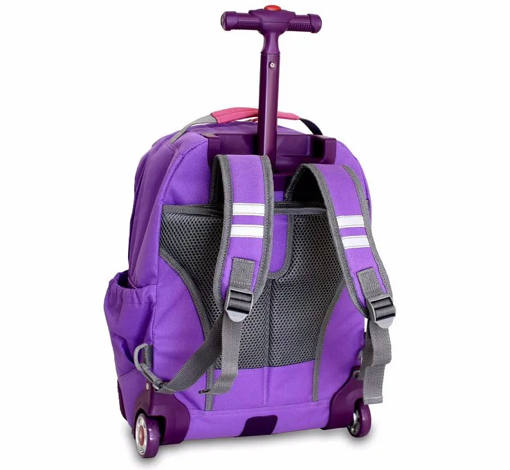Purple Rolling Backpack Kids Trolley Bag,Primary Girls Kids School