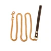 Heavy Stainless Steel Gold Plated Dog Chain Pet Lead Leash With Leather Strap Handle
