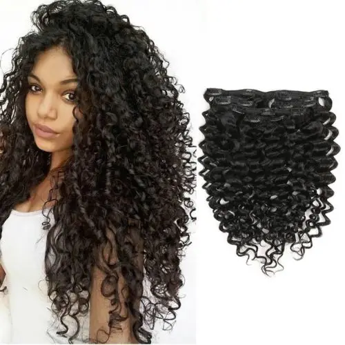 3b 3c Curly Brazilian Virgin Human Hair Clip In Extensions Buy