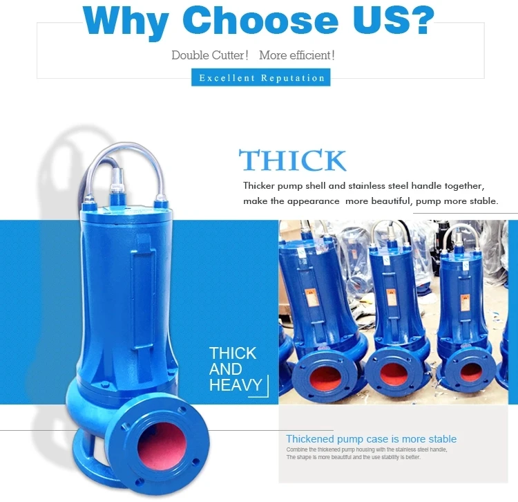 Wqas 5hp Stability Good Consistency Submersible Sewage Water Sewer