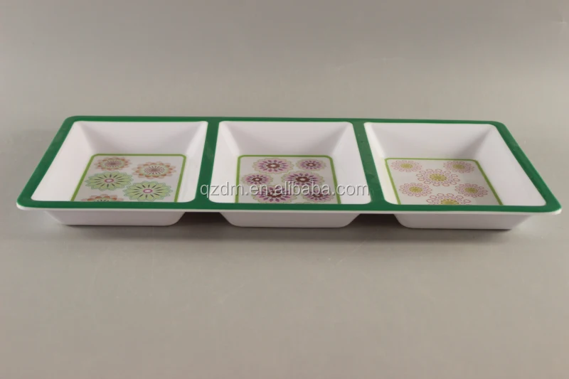 Plastic 3 divided plate melamine 3 section plate Christmas Xmas