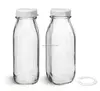16oz /500ml french fresh shape Clear Glass Tall Dairy Bottles for cold press juice with White Tamper Evident Caps