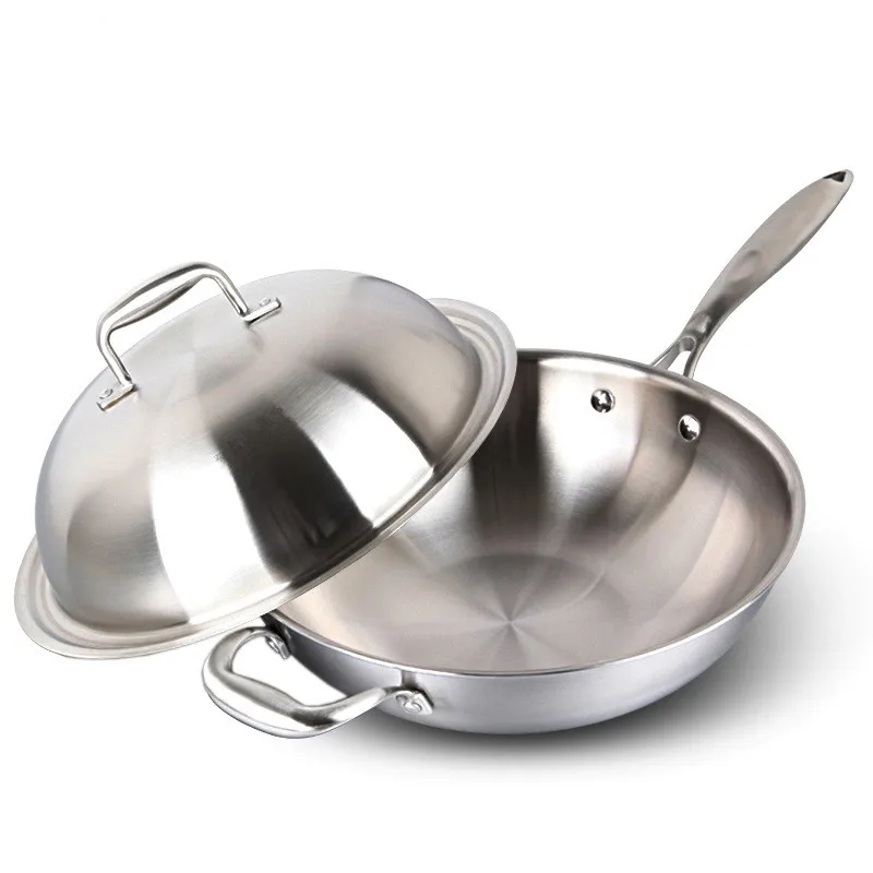 Wok Pan With Premium Lid 12inch Nonstick Frypan 304 Stainless Steel