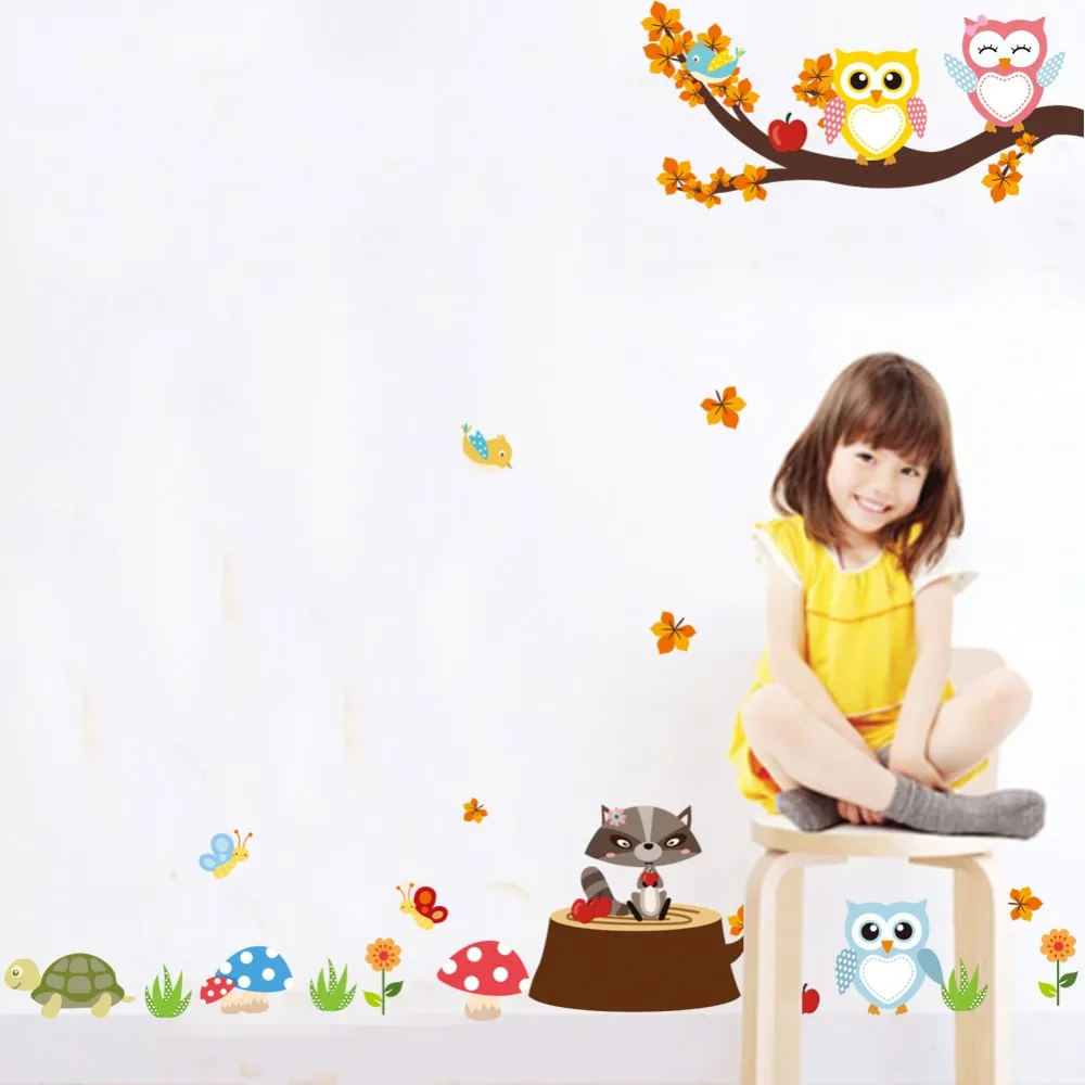 Lucu Owls Wall Stiker Untuk Anak Anak Kamar Tidur Dekorasi Kamar