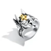 Stainless Steel Skull Rings With a Golden Cross- 2019 Stainless Steel Vintage Design Rings for Bad Ass