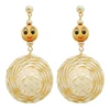 Wholesale high AAA quality trending new style hat hand knit rattan wood emoticon stud face earrings woven 2018
