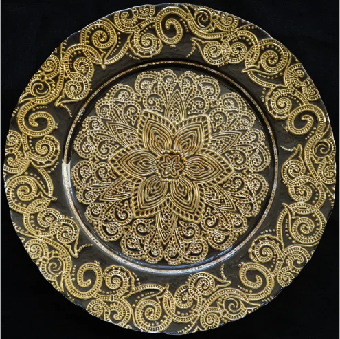 Fancy glassware 13" charger plate rose gold decoration for wedding