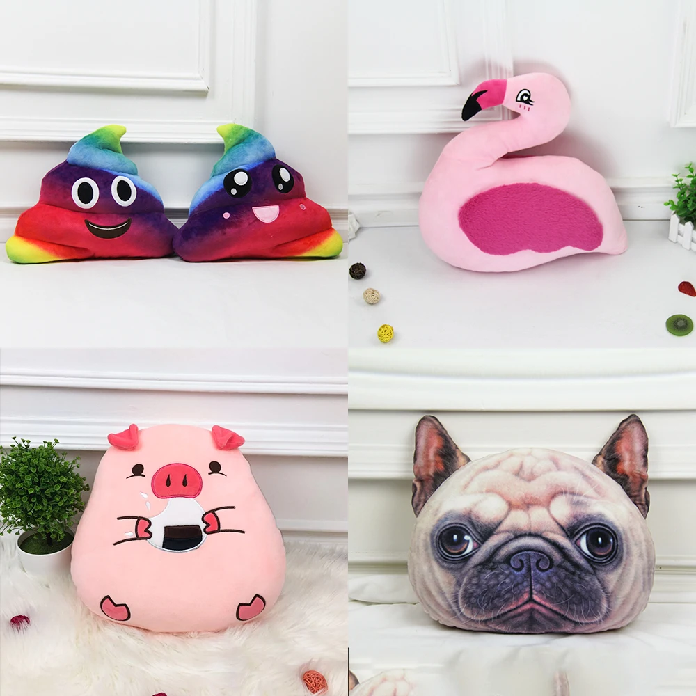 3d Digital Printed 35cm Animal Floor Pillow Patterns Plush Toy Cat