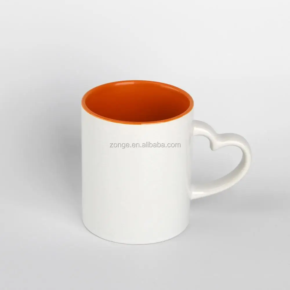 11oz Heart Handle Orange Inside Blank Coffee Mugs Whole 11oz Heart Handle Orange Inside Blank Coffee Mugs Whole