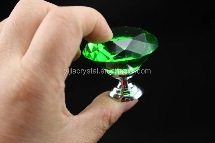 40mm Diamante Verde Perillas De Cristal Al Por Mayor De Cristal De