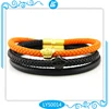 Creative Double cow leather strings plus sheep string bracelets Design with golden star charms for USA Market