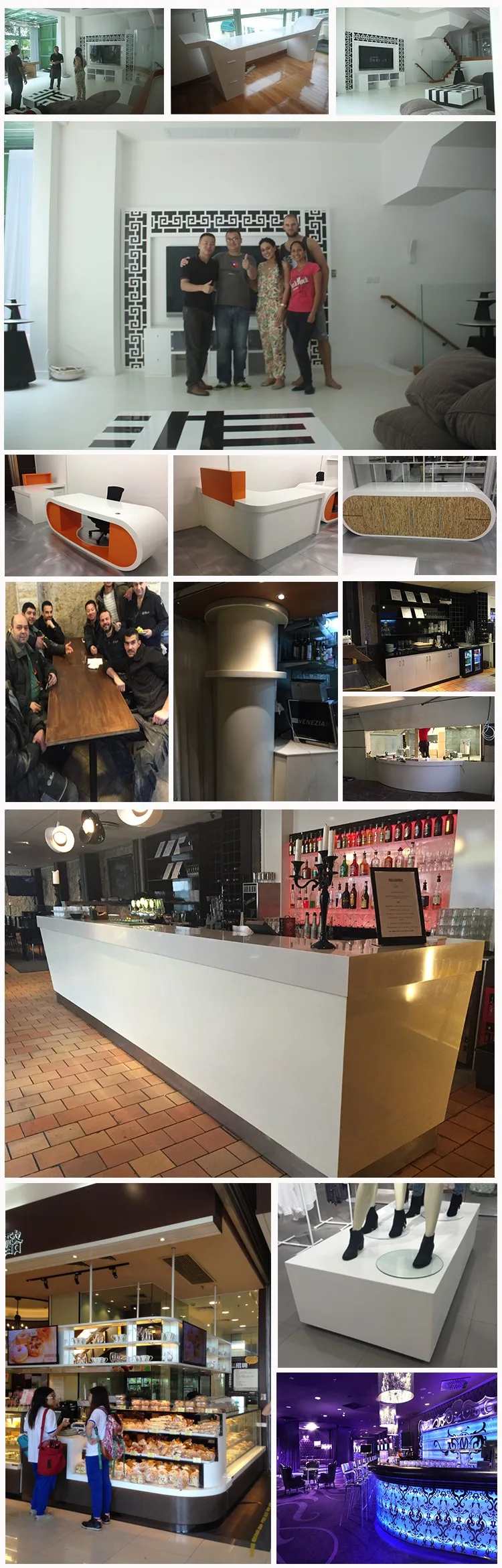 Kunstmatige marmer hotel receptie teller effen oppervlak ... Keuken U vorm met teller