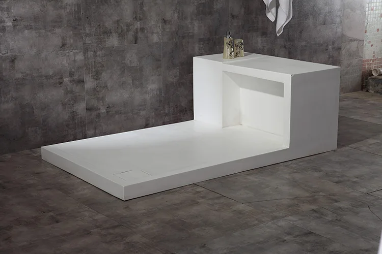 K-t005 Bathroom White Rectangular Solid Surface Stone Shower Base And