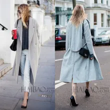 2014 New Design Winter coat women Grey Wool Coat Long sleeve Turn-down Collar Women’s coat OL Fashion Lady Women’s clothing