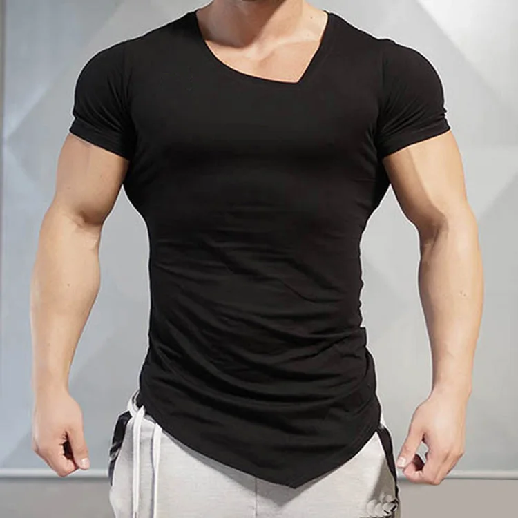 New Design Novelty Men T Shirt Fashion The Milk Silk Oblique V-neck T ...