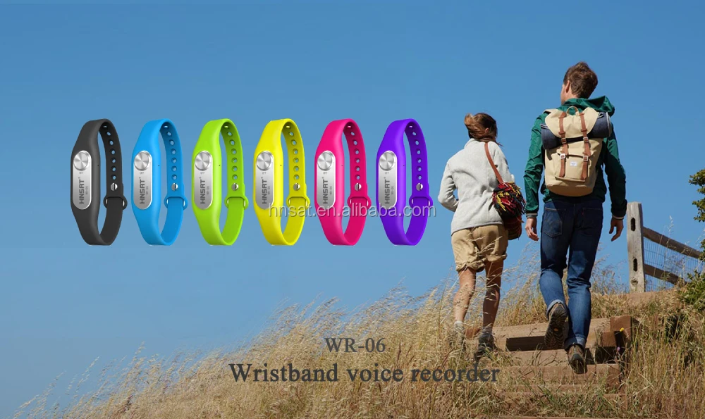 Pulsera Grabadora de voz WR-06,Negro, Azul, Verde, Purpura, Amarillo, Rosa