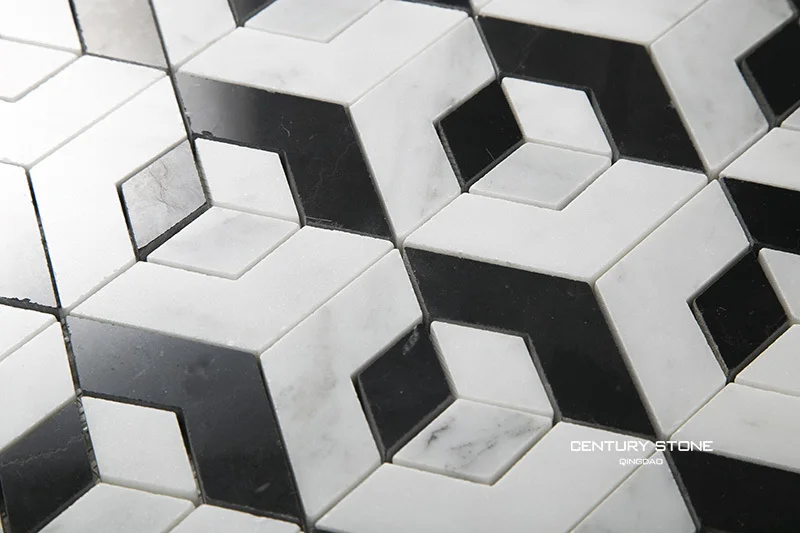 Black And White Geo Weave Shaped Marble Mosaic Tile Wallpapers Black And White Geo Weave Shaped Marble Mosaic Tile Wallpapers