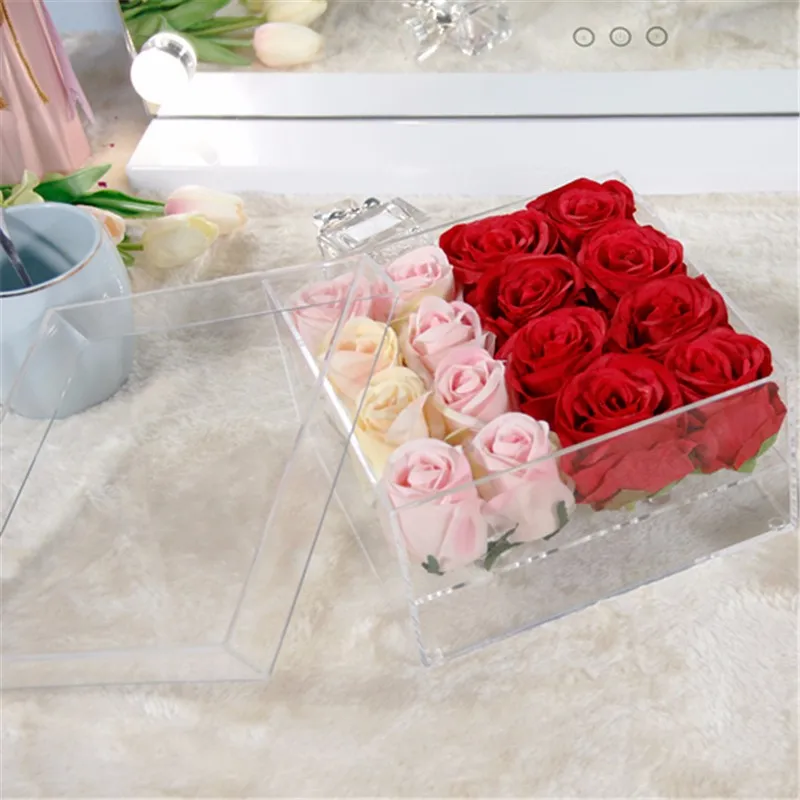 Wholesale New Designs Customized Acrylic Box Rose Packing Box