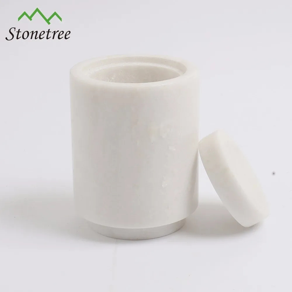 White Marble Storage Container With Lid For Bathroom Buy Marble