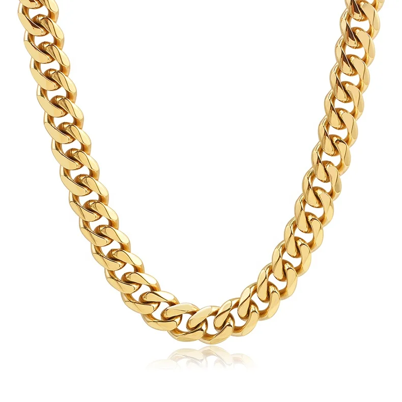 Oumi 18k Gold Cuban Link Necklace Religious Engagement Wedding Jewelry ...