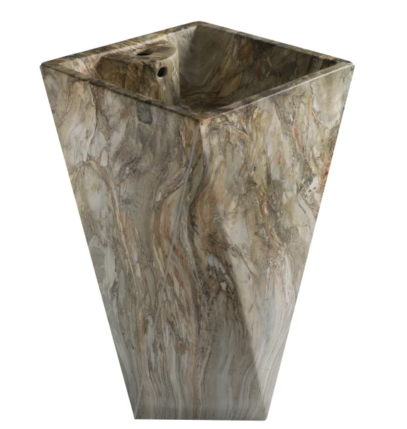 popular hot artificial stone solid surface colored hotel bathroom pedestal wash basin