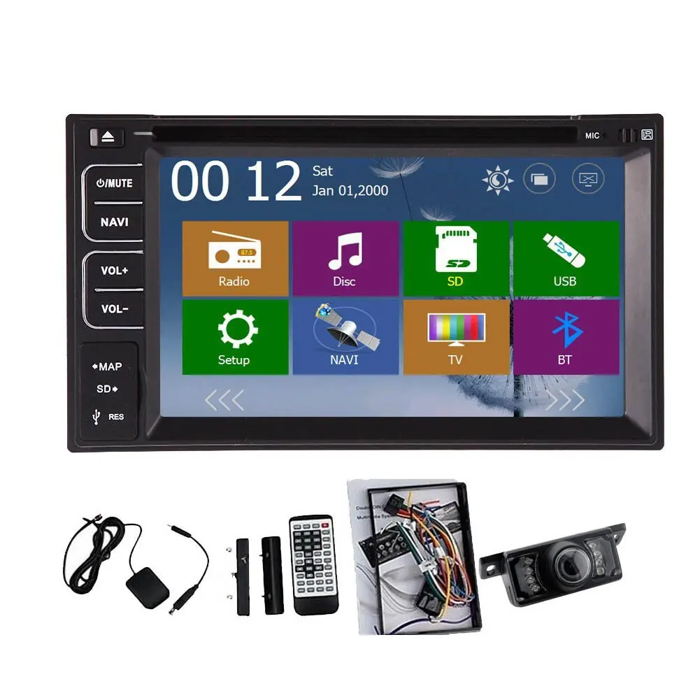 Christmas Sale!!! Monitor Pupug Rear Camera Included HD 2015 New Model 6.2 Inch Double DVD 2 DIN In Dash Car DVD PC Player Touch screen DVD CD Double 2 DIN MP3 MP4 USB SD AM FM AUX RDS Radio H