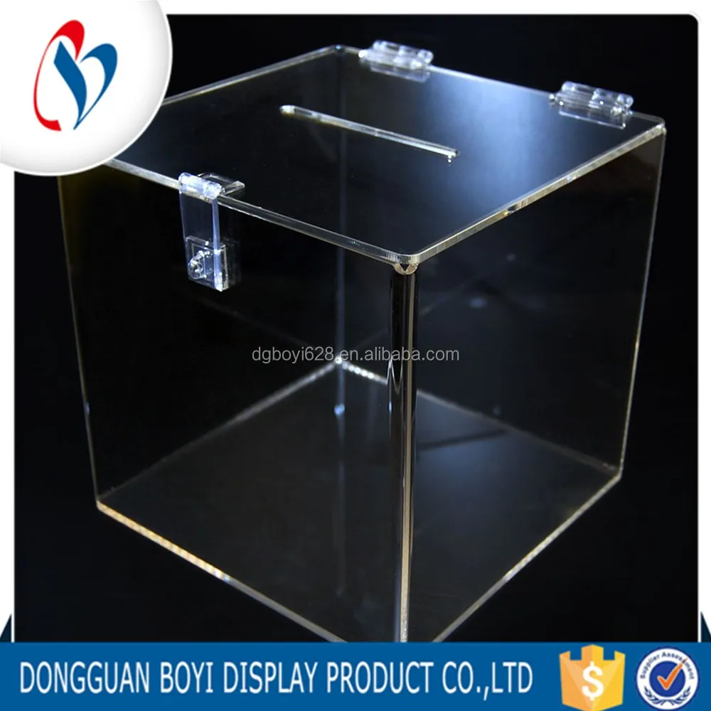 Factory Wholesale Acrylic Coins Acrylic Donation Box Floor Standing