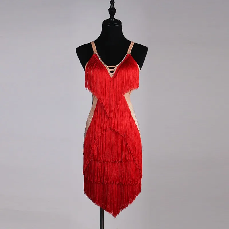 red ballroom dance dress