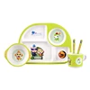 Amazon Top Sellers 2019 Cartoon Safe Food Grade Material Bamboo Fiber Children Tableware Plate Bowl Cup Spoon Fork 5pcs Sets