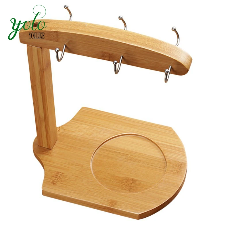 Ecofriendly Bamboo Cup Holder Wiht Storage Creative Coffee Tea Mug And