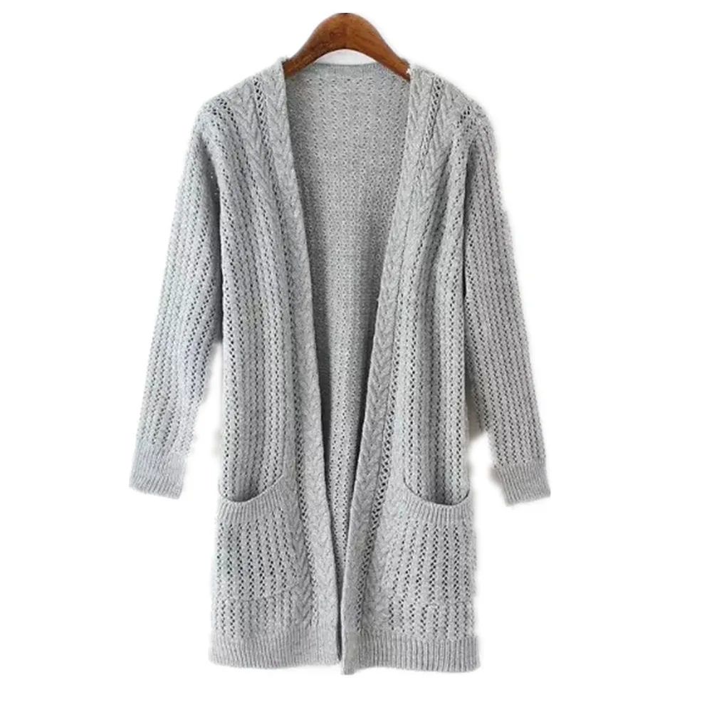 womens long gray cardigan