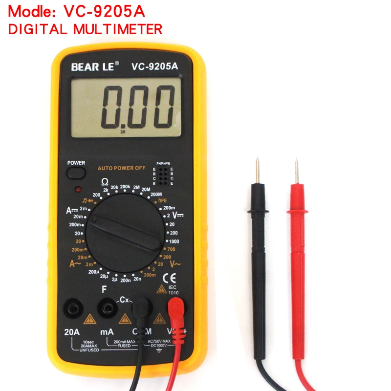 Vc9205a Multimeter Digital Rentang Manual,Pengukur Resistensi