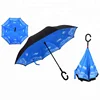 Hot Top Seller Sky Blue Reverse Folding Umbrella Double Layer Inverted Umbrella