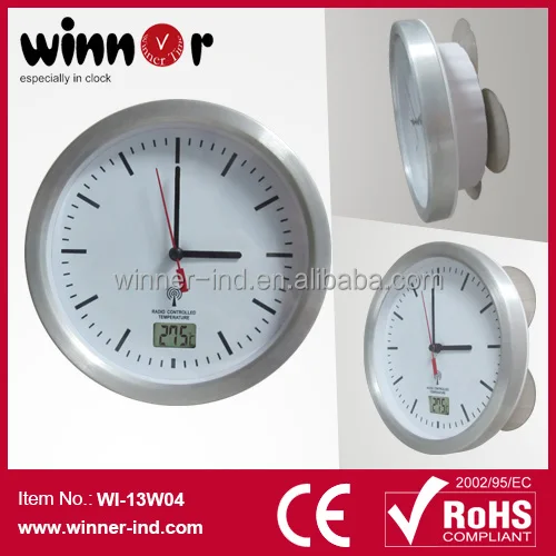 Bathroom Clock With 4 Pvc Suckers,Waterproof Clock With Radio