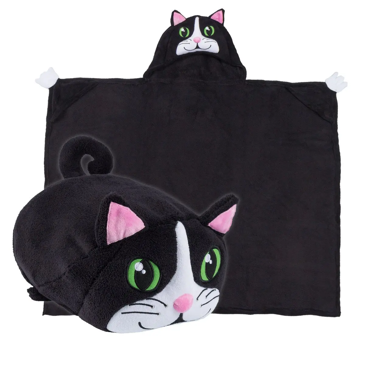 Comfy Critters Stuffed Animal Blanket – Cat – Kids huggable pillow and blanket perfect for pretend play, travel, nap time.