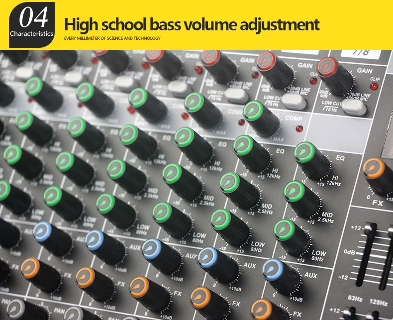 Professional audio mixer 8 channel mixing console